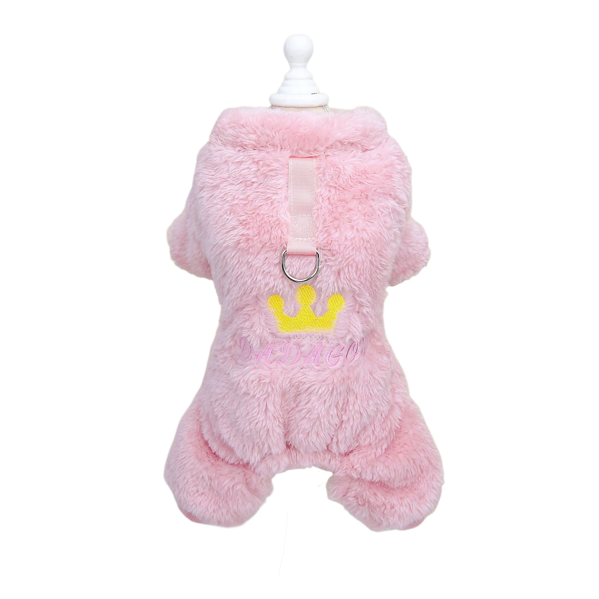 Pijamas gruesos de lana térmica para perros, ropa de invierno, mono peludo, corona para mascotas, suéter de princesa, mono suave para perros pequeños