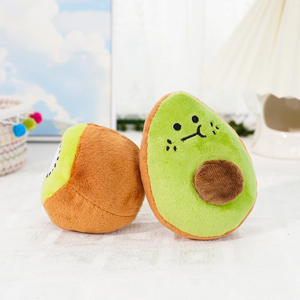 Juguete peluche con sonido aguacate y kiwi para perros y gatos resiste - imagen 2