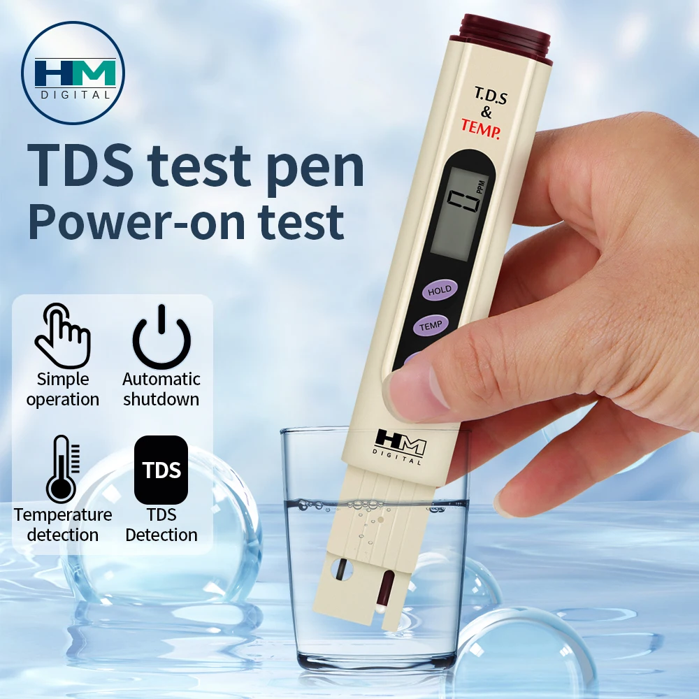 Probador de Calidad del Agua 2 en 1, pluma de prueba de temperatura TDS portátil, pantalla LCD, sonda de aleación de titanio para piscinas de acuarios de agua potable