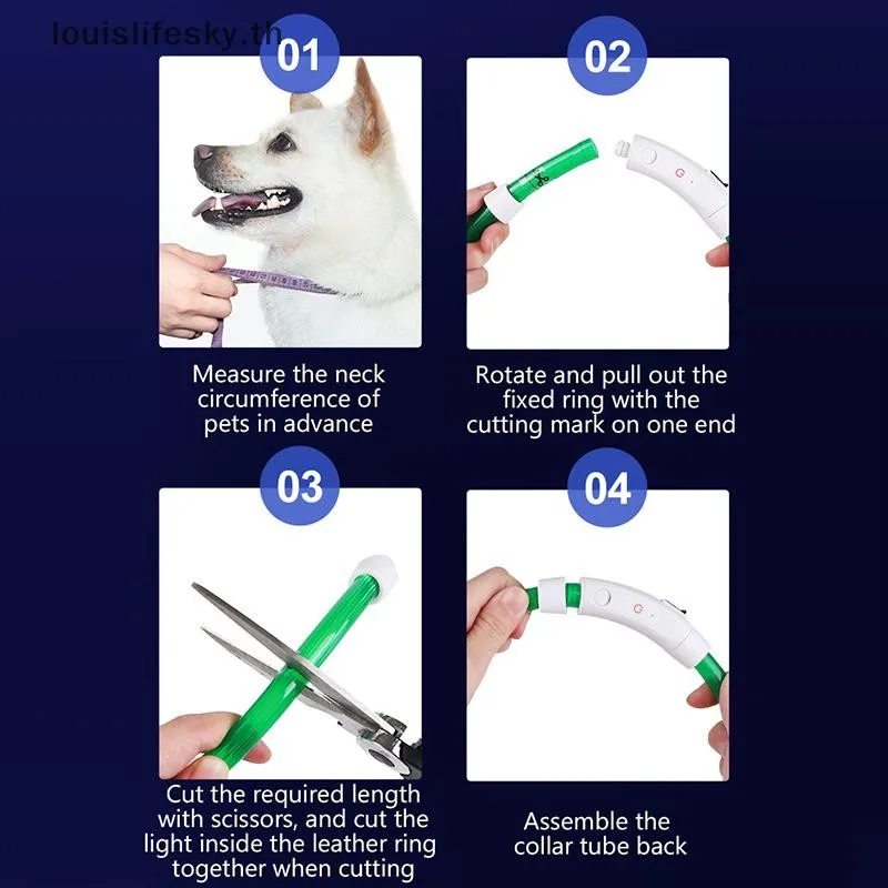 LED-Haustierhalsband mit wiederaufladbarem USB-Sicherheitslicht für Hunde und Katzen – verstellbare Sicherheit, USB-Ladehalsband, 3 Lichtmodi (Vibra - imagen 2