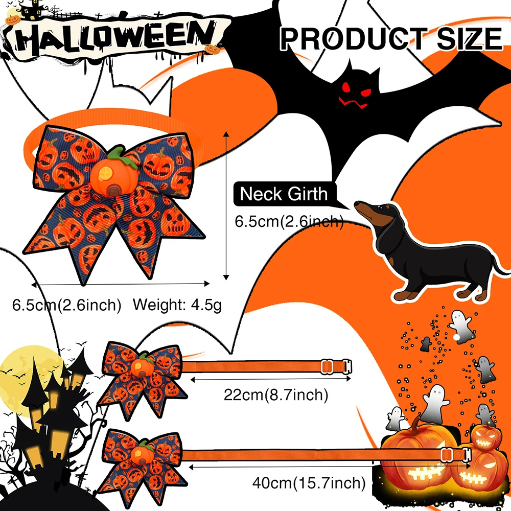 Pajarita para perro pequeño y gato, suministros para Halloween, corbatas para mascotas, accesorios para perros pequeños, 50/100 Uds. - imagen 2