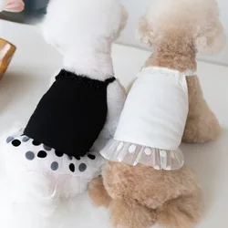 Falda esponjosa de malla de primavera para mascotas, camisola cómoda y fresca de lunares, chaleco para mascotas, ropa para perros y gatos, perros pequeños