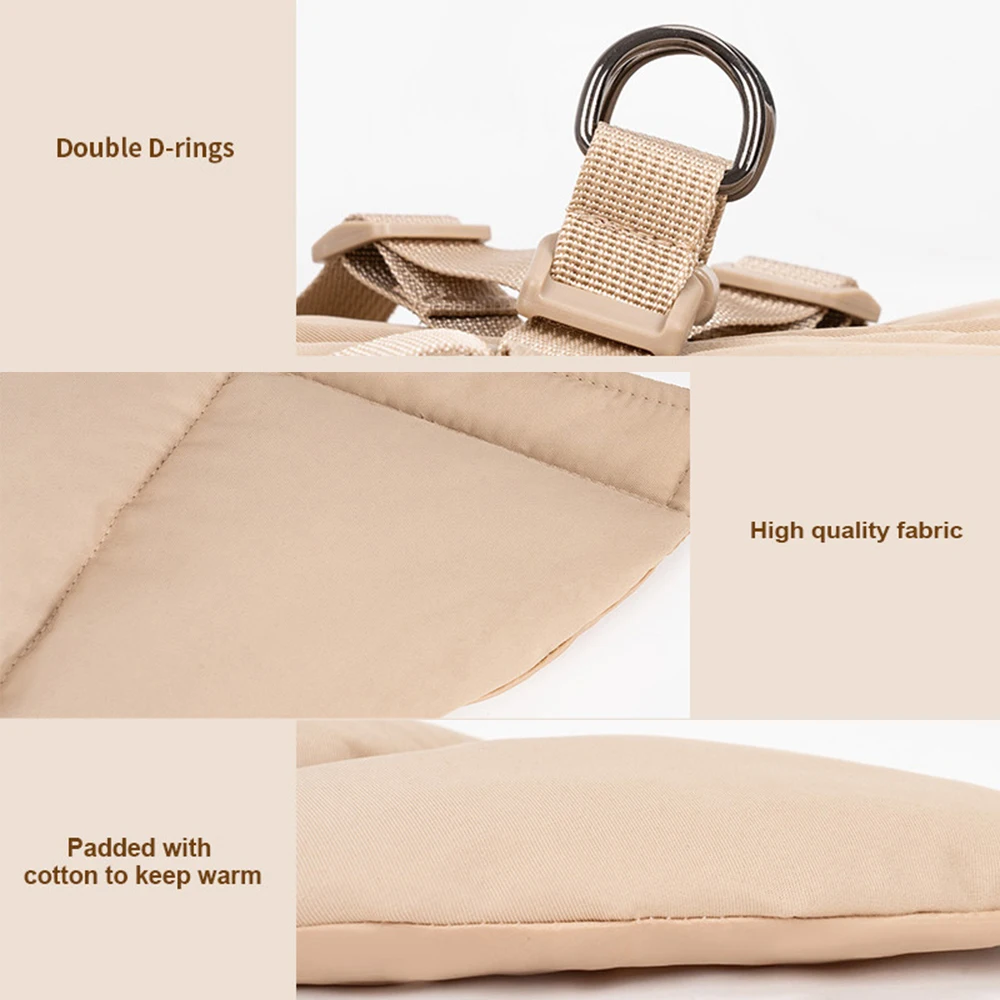 Ropa para mascotas de otoño e invierno, chaqueta para perros al aire libre con arnés para perros pequeños y medianos, ropa gruesa y cálida acolchada de algodón para mascotas - imagen 5