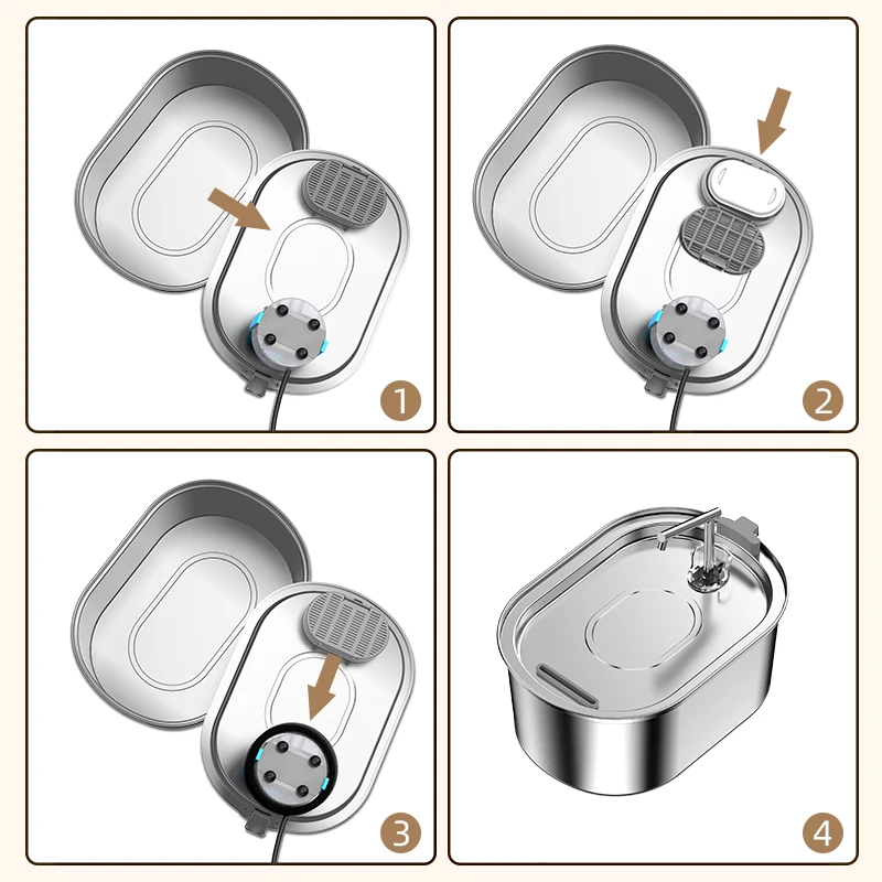 Robeco-filtro de fuente de acero inoxidable para gato, dispensador de agua para mascotas, filtros de carbón activado de repuesto, 3,2 L - imagen 5