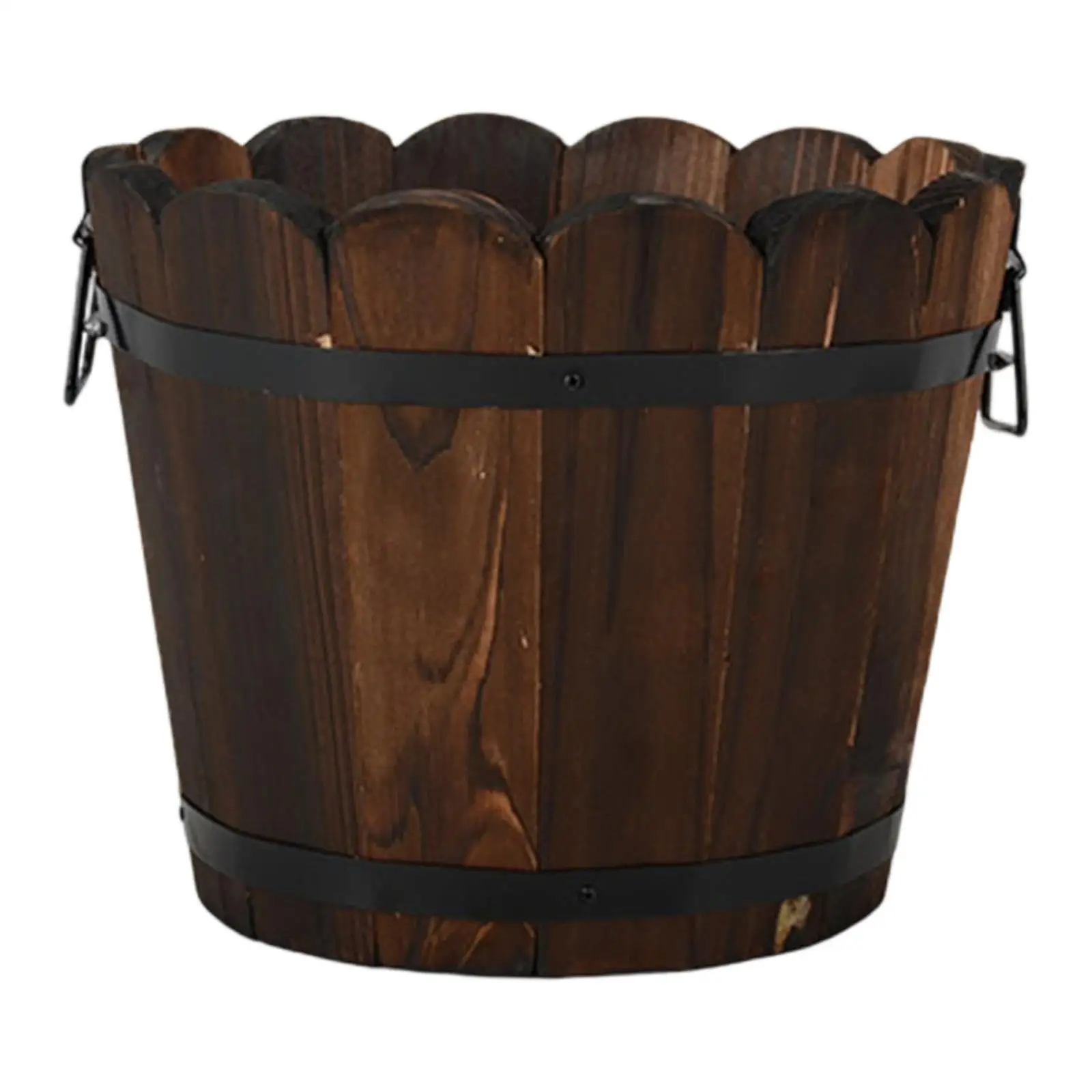 Wood Bucket Planter Vintage Design Flower Pot Flower Holder Floral Arrangement Container for Backyard Garden Indoor Plants Yard Wood Bucket Planter Vintage Design Flower Pot Flower Holder Floral Arrangement Container for Backyard Garden Indoor Plants Yard