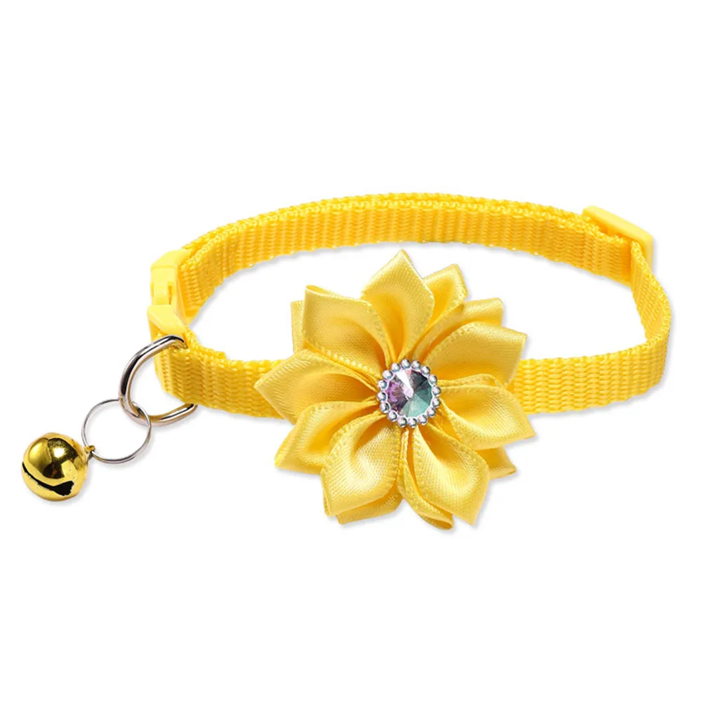 Collar para mascotas con pajarita floral: lindo collar para gatitos con lazo de flores para gatos, banda ajustable para el cuello para perros, Collar para cachorros, accesorios para mascotas - imagen 3