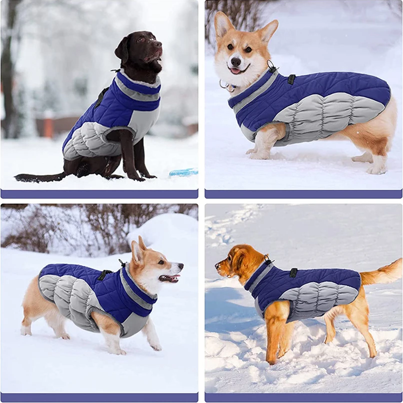 Chaqueta de invierno para perros pequeños y medianos, ropa reflectante acolchada para cachorros, chaleco Yorkie, Chihuahua, disfraces de Bulldog Francés - imagen 4