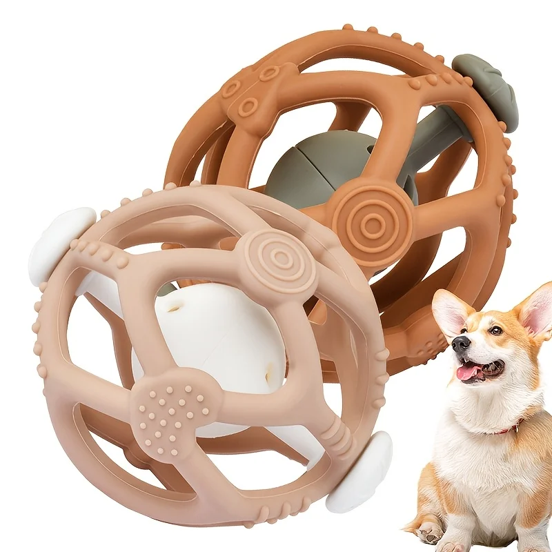 Juguete interactivo de silicona para mascotas, juguete reboteable para perros y gatos a prueba de masticar para entrenamiento, ejercicio y estimulación mental, juguete interactivo para perros