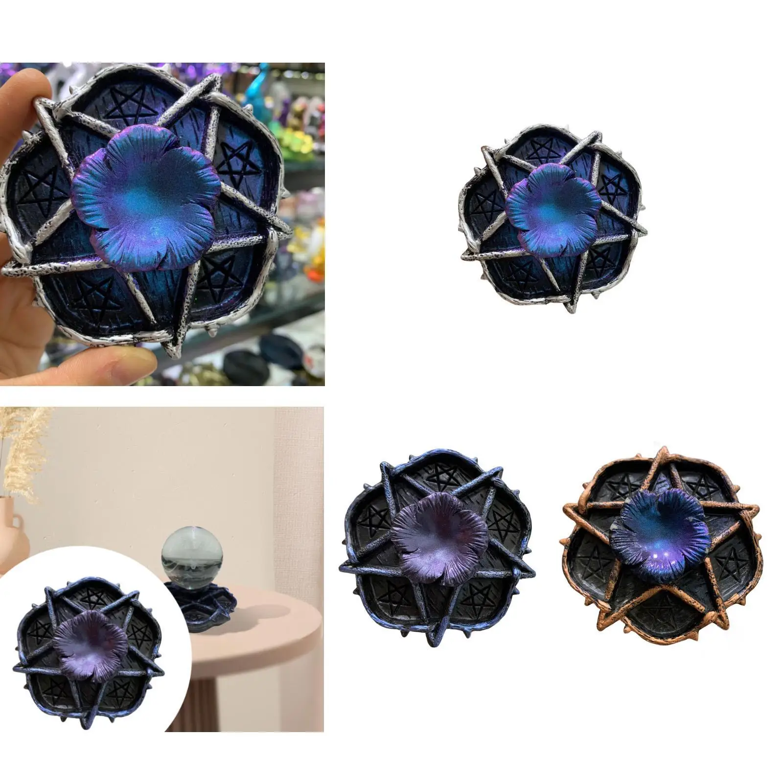 Ball Base Crafts for Home Decor Collectible Pentagram Star Flower Statue for Living Room Desktop Bedroom Cabinet Housewarming