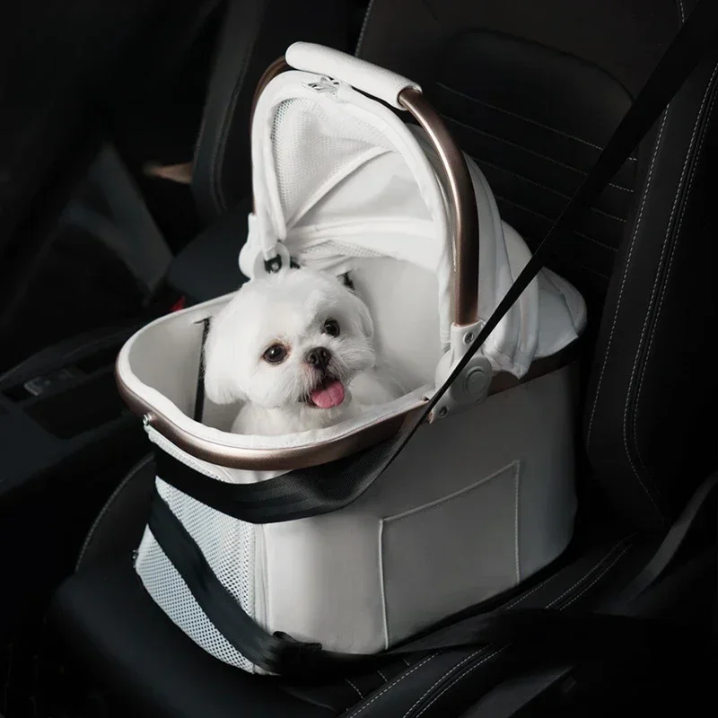 Carro plegable para perros y mascotas, carrito de empuje con separación de paquetes, carrito de aleación de aluminio para exteriores, carrito ligero de viaje para cachorros y gatos - imagen 3