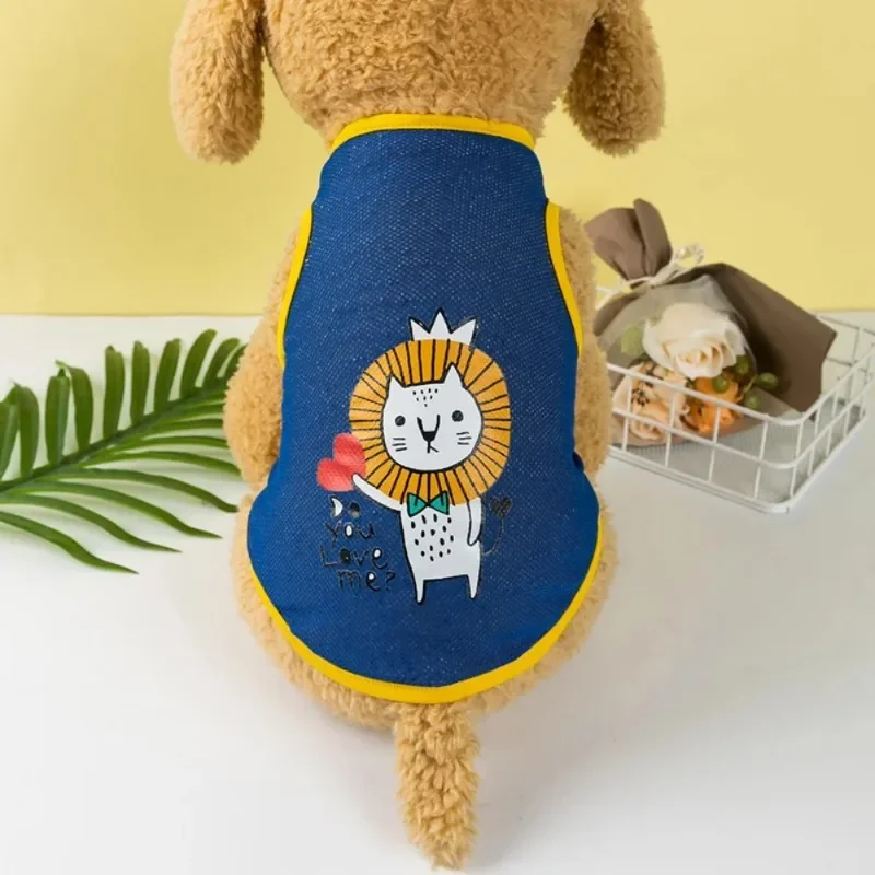 Chaleco de malla fina suave transpirable, ropa bonita de dibujos animados para perros, ropa para gatos, camiseta para gatos, suministros para perros - imagen 3