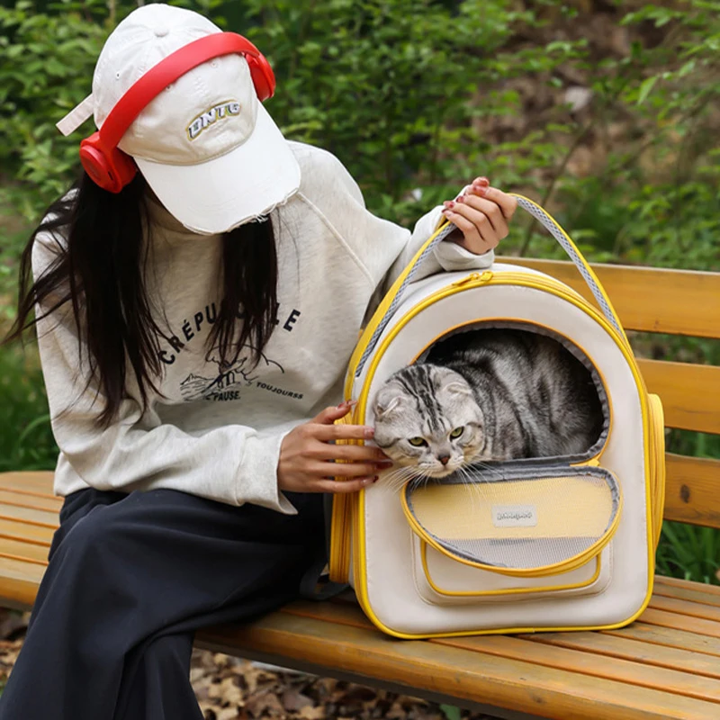 Mochila portátil plegable para gatos, bolso transpirable para mascotas, gran capacidad, suministros para mascotas - imagen 3