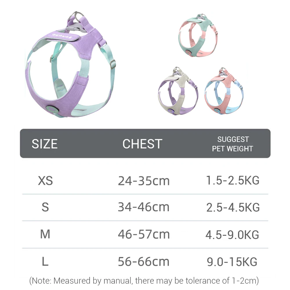 Pet Dog Harness for Small Dogs Light Weight Soft Dog Harness Vest Non-Escape Embrace Puppy Harness with Leash for French Bulldog - imagen 2