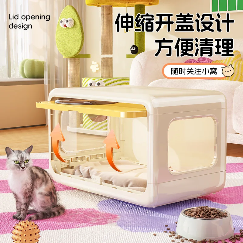 Cat Nest Summer Cool Nest Household Pet House Indoor Semi-enclosed Cat Villa Large Space Pet Cage House - imagen 3
