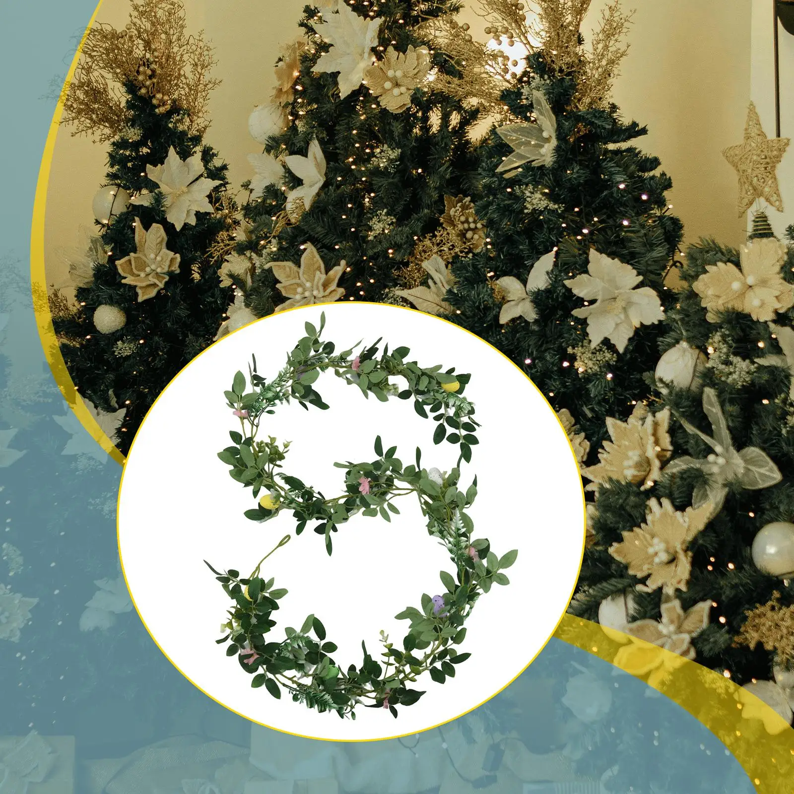 Artificial Vines Garland Real Touch Prop Greenery Leaves Garland Dining Table Decor Holiday Decoration for Door Outdoor Outside