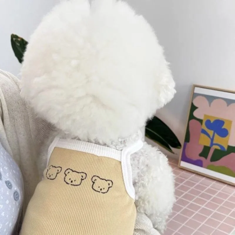 Camisola bonita de oso para mascotas, ropa fina para perros, Teddy Bichon, vestido para cachorros de Pomerania, abrigo, chaleco para perros a rayas, falda para cachorros, disfraz para perros - imagen 3