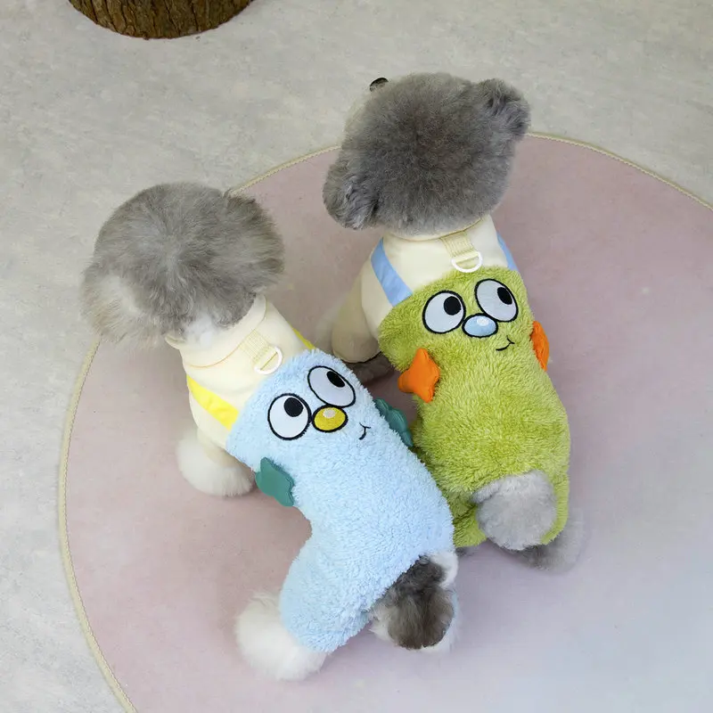 Animal de compagnie Otoño/Invierno de felpa de cuatro patas Teddy Schnauzer mono de Color cruzado pijamas para perros ropa para cachorros para perros pequeños