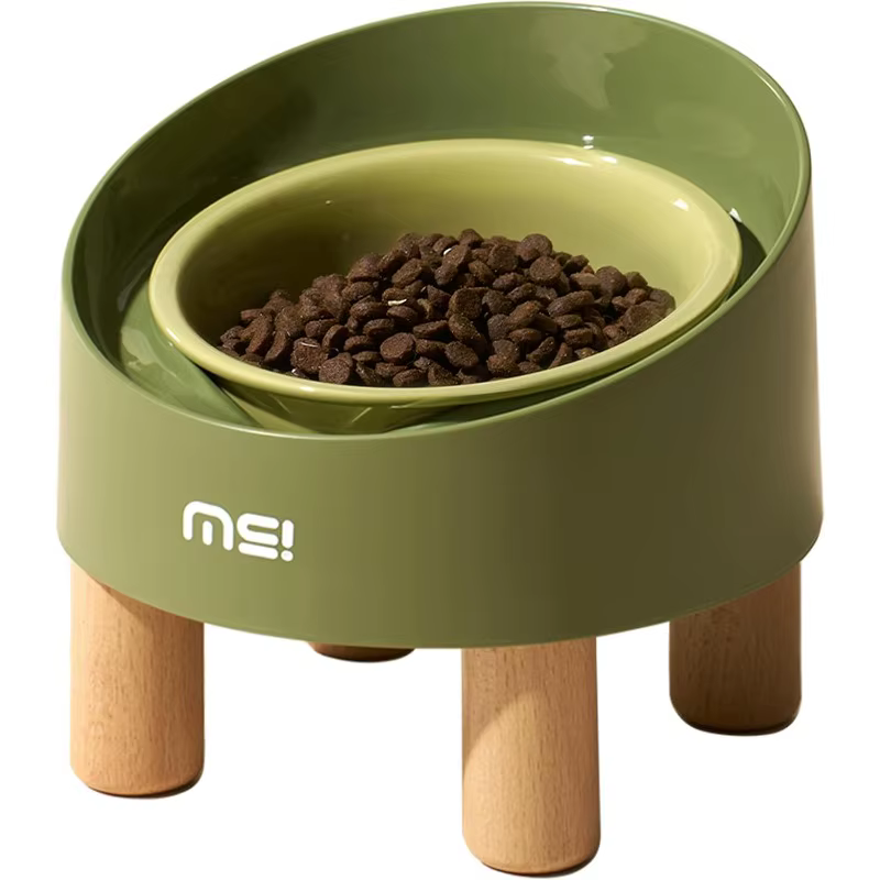 Comedero elevado ajustable de cerámica para gatos – Base antideslizante - imagen 5
