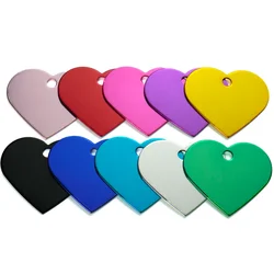 Venta al por mayor 100 Uds. Collar de etiqueta de identificación de perro de mascota con corazón etiquetas de identificación de mascota con grabado personalizado etiquetas de dirección de nombre de identificación de perro de aluminio