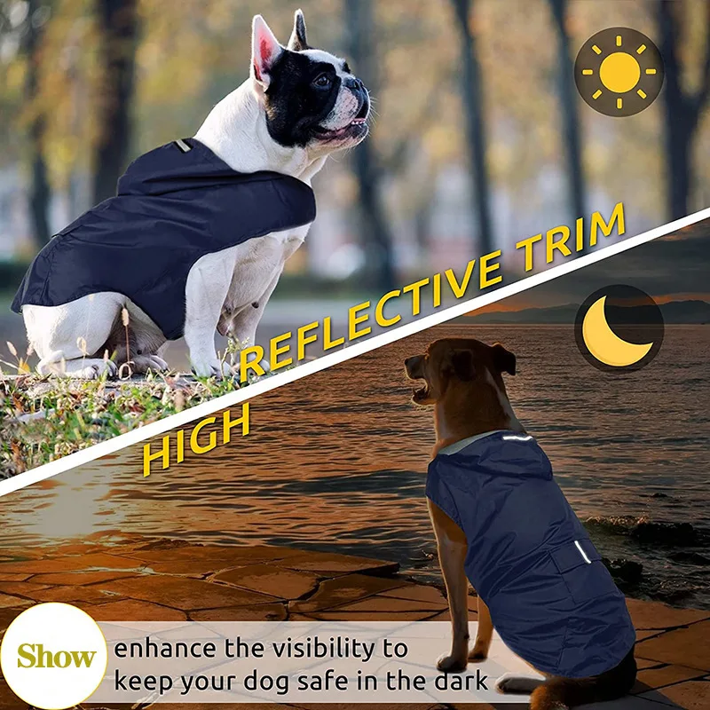 Chubasquero impermeable para perros, chaqueta reflectante con capucha para perros de razas grandes, Poncho de lluvia al aire libre para Labrador Husky - imagen 4