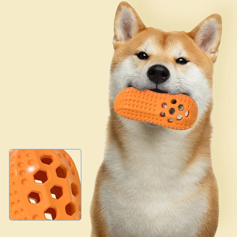 Peanut Shape TPR Pet Toy Sound Dog Teething Simulation Leak Resistant Cross-Border Interactive Dental Chew Toy for Puppies