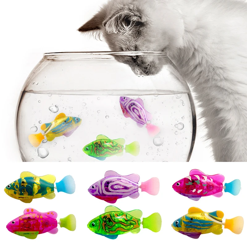 Juguete de pez eléctrico interactivo para gatos, juguete de agua para gatos para jugar en interiores, juguete de pez Robot de natación para gatos y perros con luz LED, juguetes para mascotas - imagen 4