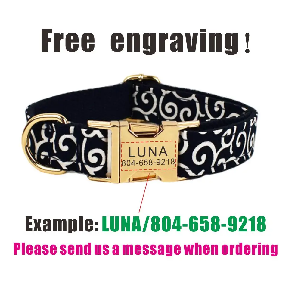 Collar de perro personalizado con grabado gratuito, correa para mascotas a juego, hebilla de Metal de contactos personalizados, Collar de cachorro Coral - imagen 4