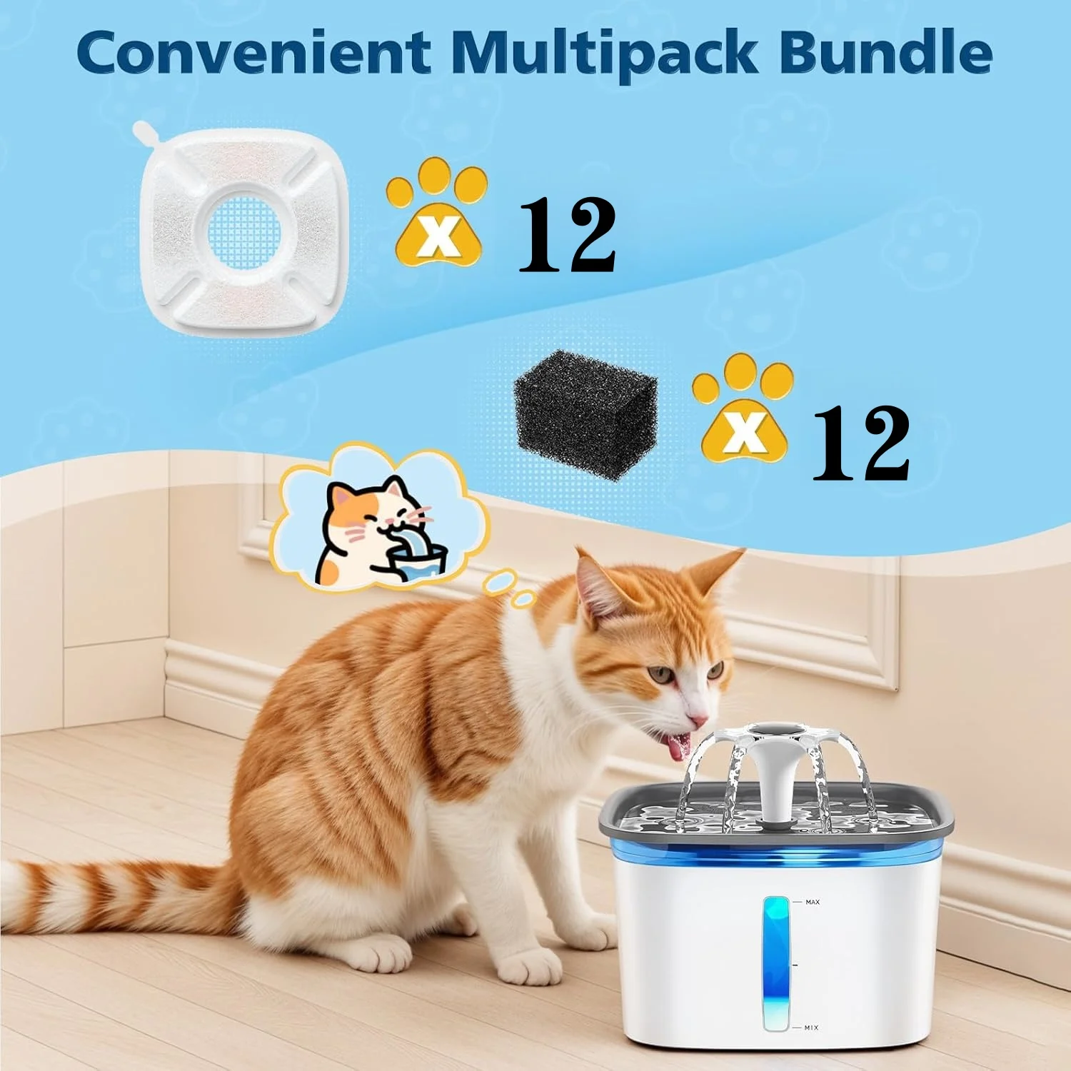 24 filtros de carbón activado para bebedero automático de gatos - imagen 4