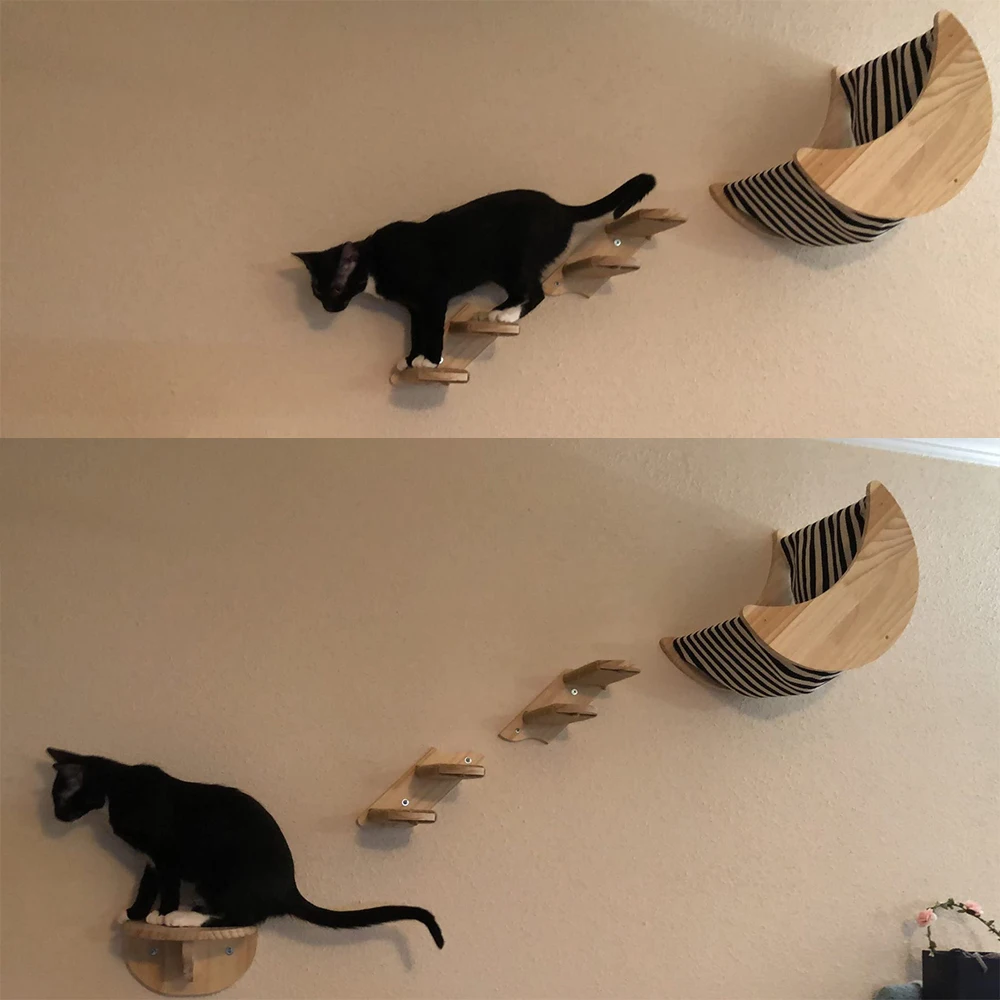 Rascador de madera montado en la pared para gatos, poste de rascado para gatos, rascador para gatear, moler garras y jugar - imagen 2