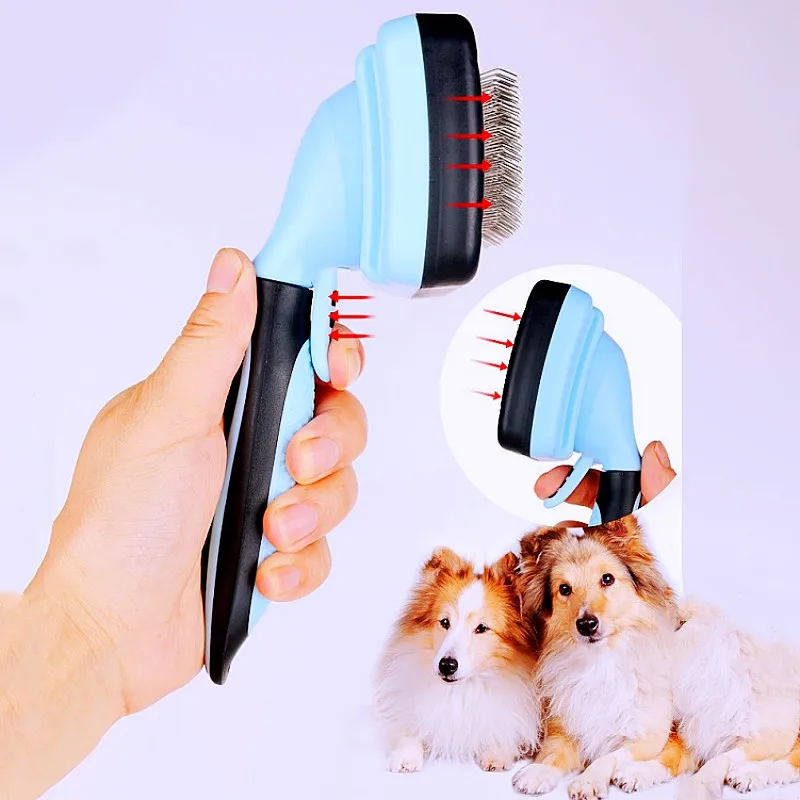 Cepillo para perros, removedor automático de pelo para mascotas, cepillos para el cuidado de perros, No daña, peine para perros grandes, cepillo para gatos autolimpiante, cepillos de masaje para perros - imagen 2