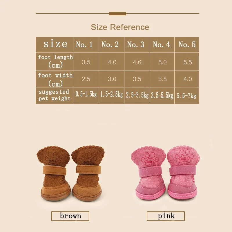 Botas impermeables de invierno para perros, suela de goma antideslizante y forro polar cálido para perros pequeños y medianos, 4 unids/set de botines de nieve - imagen 5