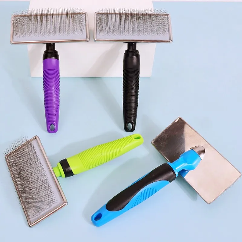 Cepillo para perros, peine de masaje para perros, mango cómodo, cepillos para perros, peine de acero inoxidable para el cuidado de perros, removedor de pelo para mascotas, suministros para mascotas