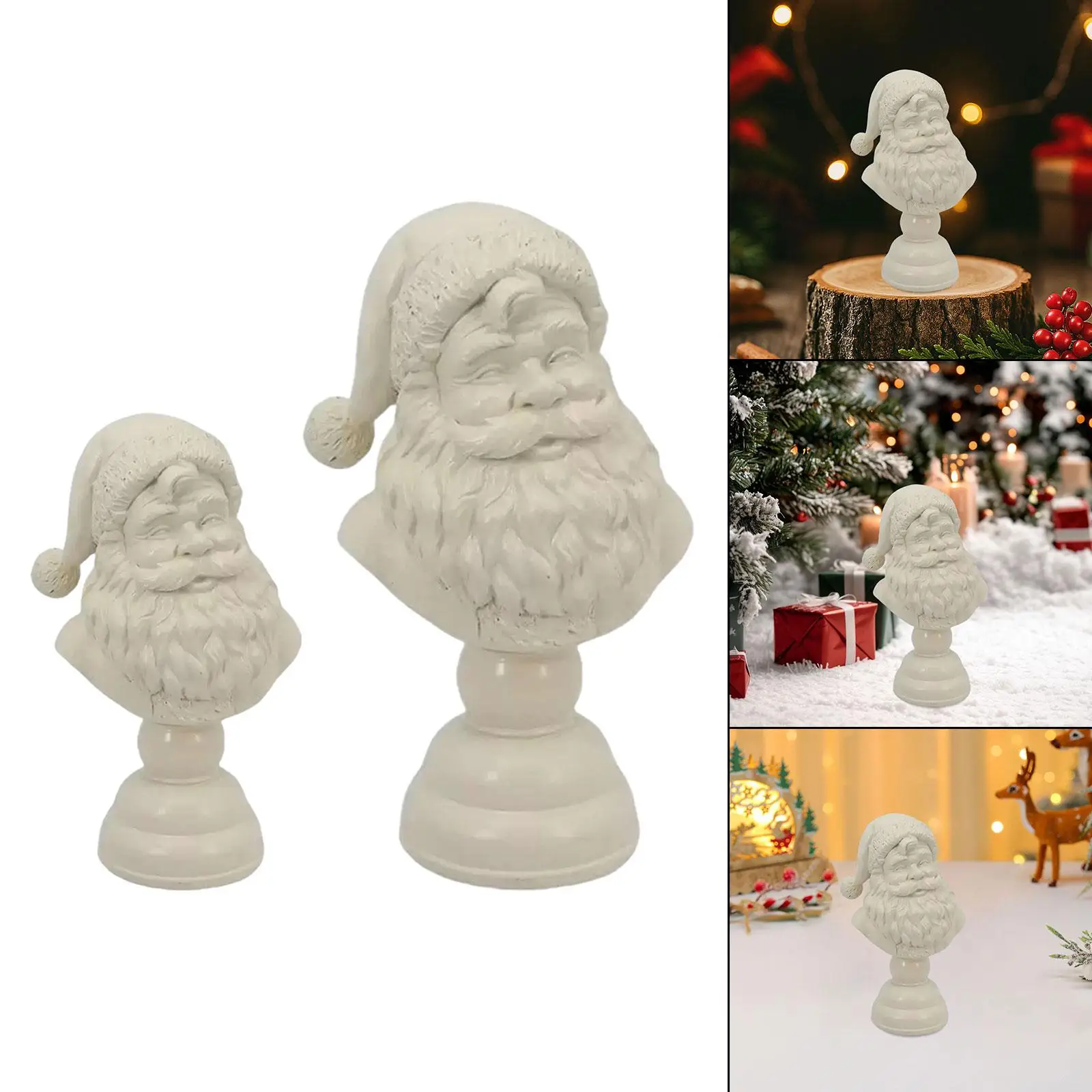 Santa Claus Half Body Statue Resin Sculpture Table Centerpieces Gift Crafts for
