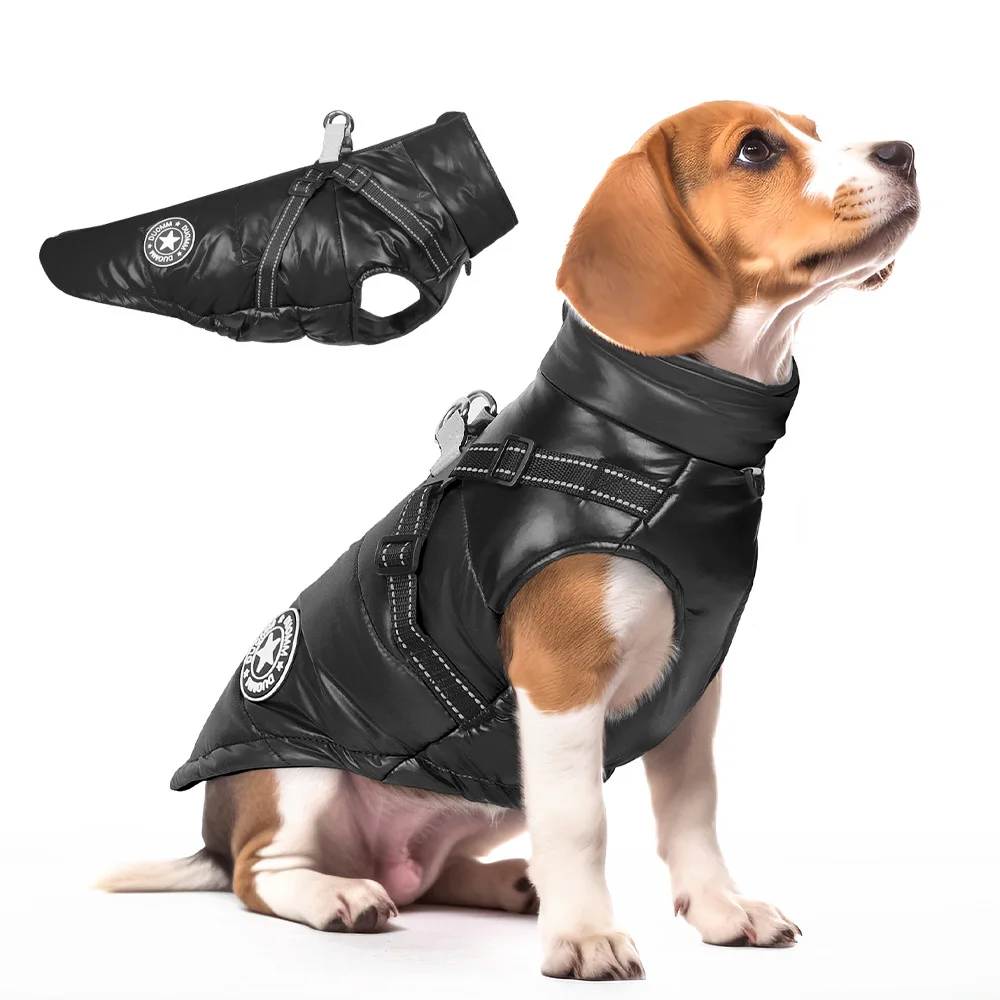 Chaqueta para perro con arnés, ropa cálida de invierno para perros pequeños y medianos, abrigo impermeable para mascotas, disfraz de Bulldog Francés Chihuahua - imagen 2