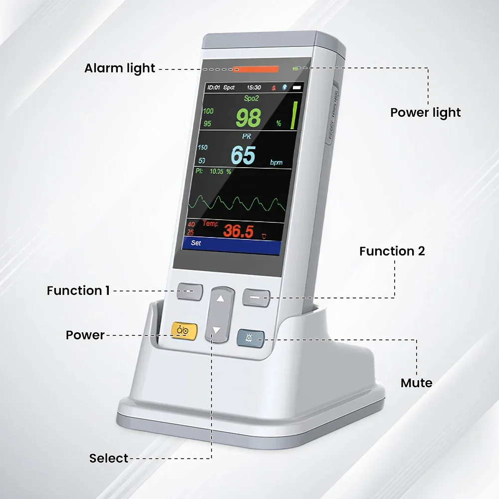 PC100SV Monitor veterinario portátil multiparámetro Monitor de paciente monitoreo de signos vitales SpO2 TEMP ETCO2 opcional - imagen 5
