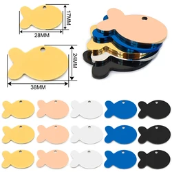 100 Uds. Etiqueta de identificación de mascota personalizada forma de pez acero inoxidable en blanco grabado colgante accesorios llavero regalo