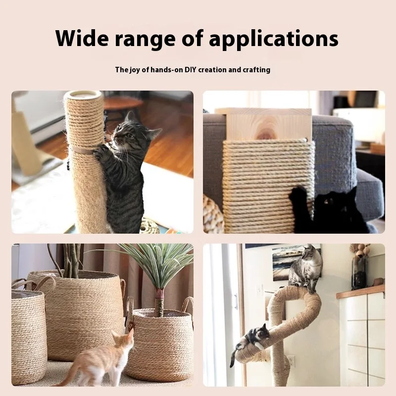 Cuerda para rascar gatos, Sisal Natural, bricolaje, árbol para gatos, cuidado de las garras, juguete, ahorro de muebles, Material de poste para rascar de repuesto - imagen 3