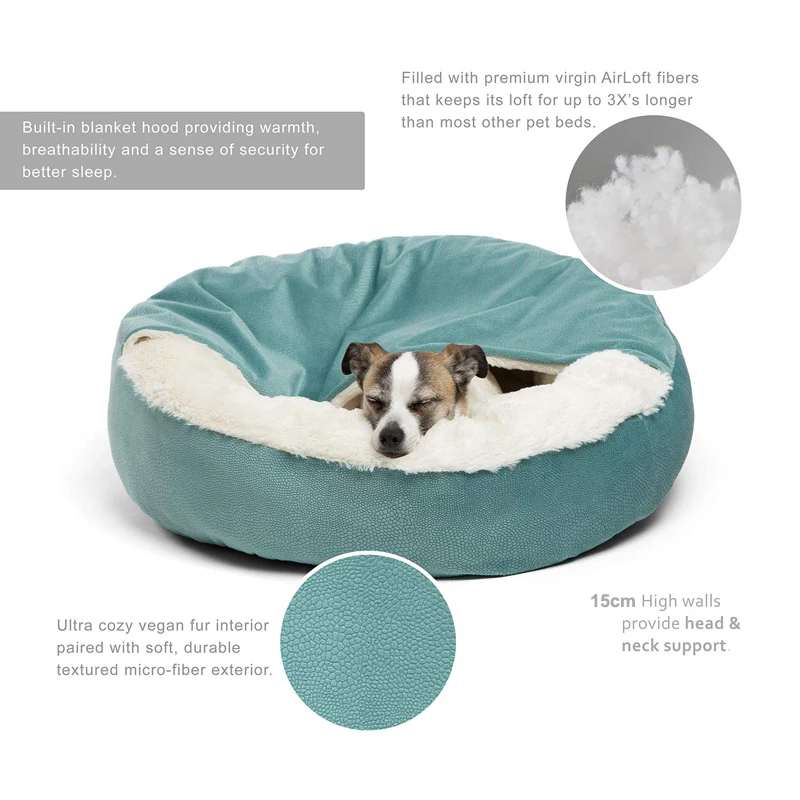 Cama ortopédica para perros con manta con capucha, cálida, impermeable, resistente a la suciedad, casa para cachorros y gatos, lavable a máquina - imagen 3