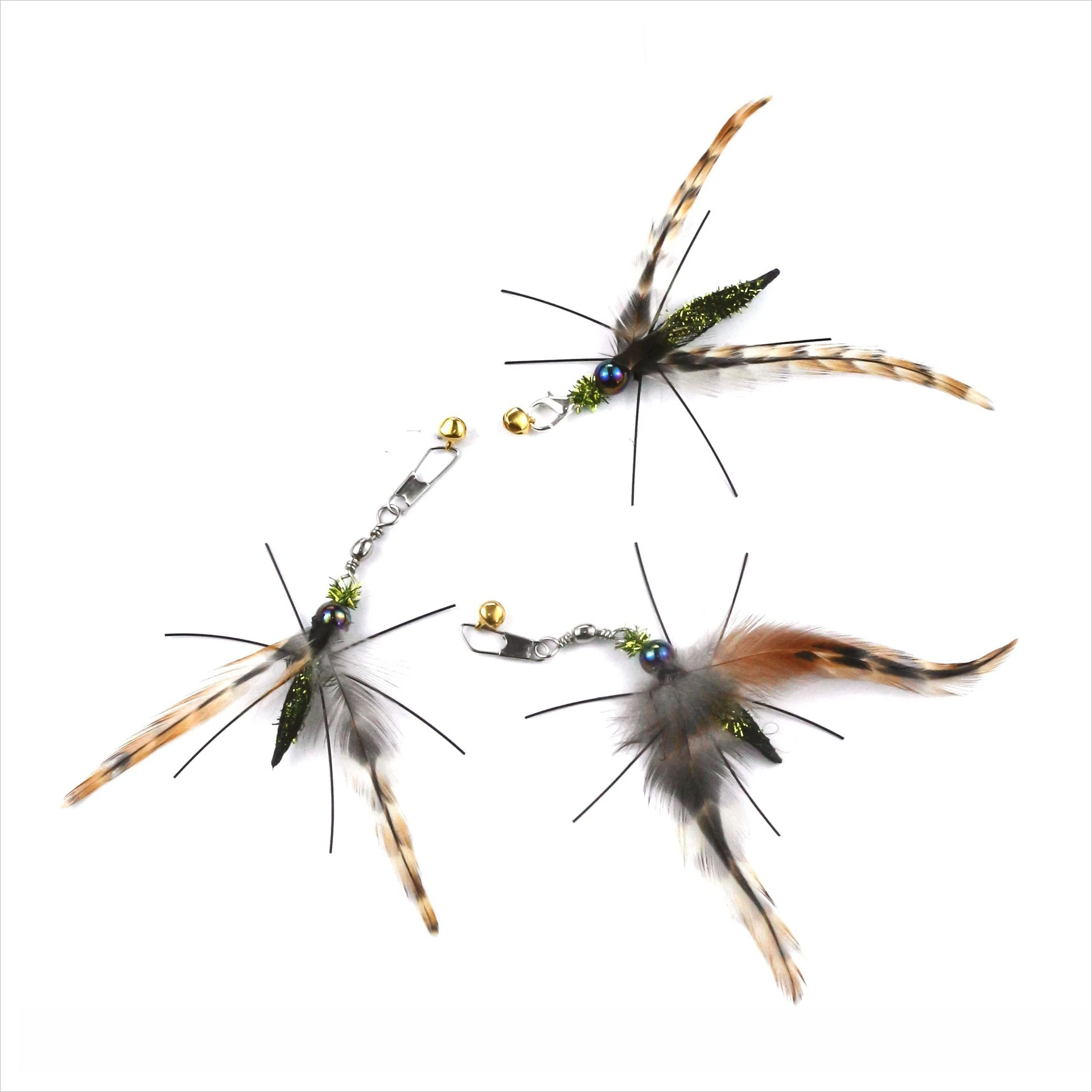 Juguete de plumas para gatos, 5/10 Uds., insecto simulado, palo para gato, cabezales de repuesto, cascabel interactivo para gatos, juguetes de campana, estilo aleatorio - imagen 5