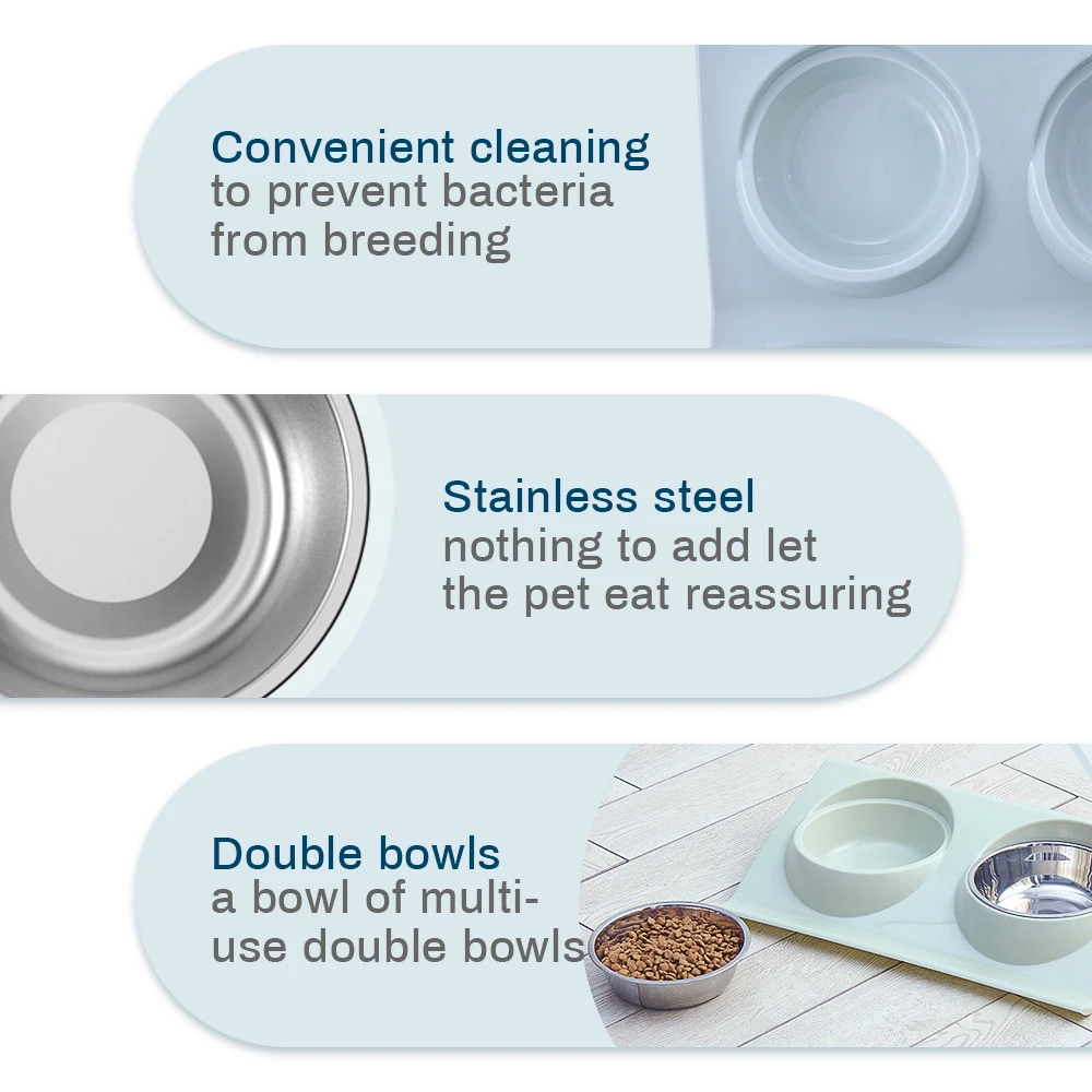 Comedero para perros y gatos de doble cuenco de acero inoxidable 2 en 1 adecuado para perros pequeños y medianos Material ecológico fácil de limpiar - imagen 5