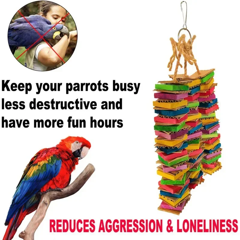 Juguete de pájaro loro para periquitos, agaponis, cartón para masticar, destruir pájaros, juguetes de loro para pájaros grandes y pequeños, accesorios de juguete - imagen 3