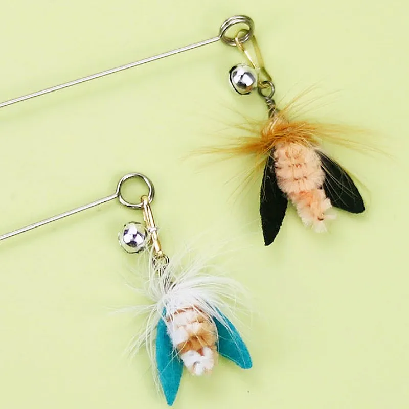Juguete para gatos, palo de rompecabezas de mariposa para gatos, juguete interactivo de plumas para gatos con campana, alambre de acero, palo para gatitos, juguetes de plumas para gatos - imagen 3