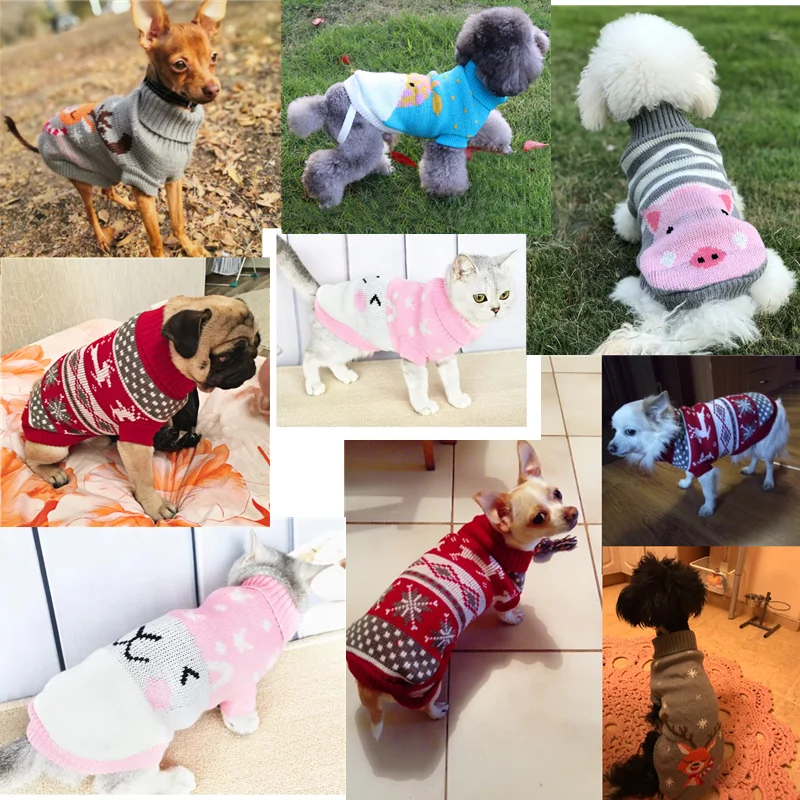 Suéter para perros pequeños y medianos, suéteres de punto para cachorros y gatos, ropa elástica de invierno para mascotas, abrigo para perros, disfraz de Chihuahua Labrador - imagen 2