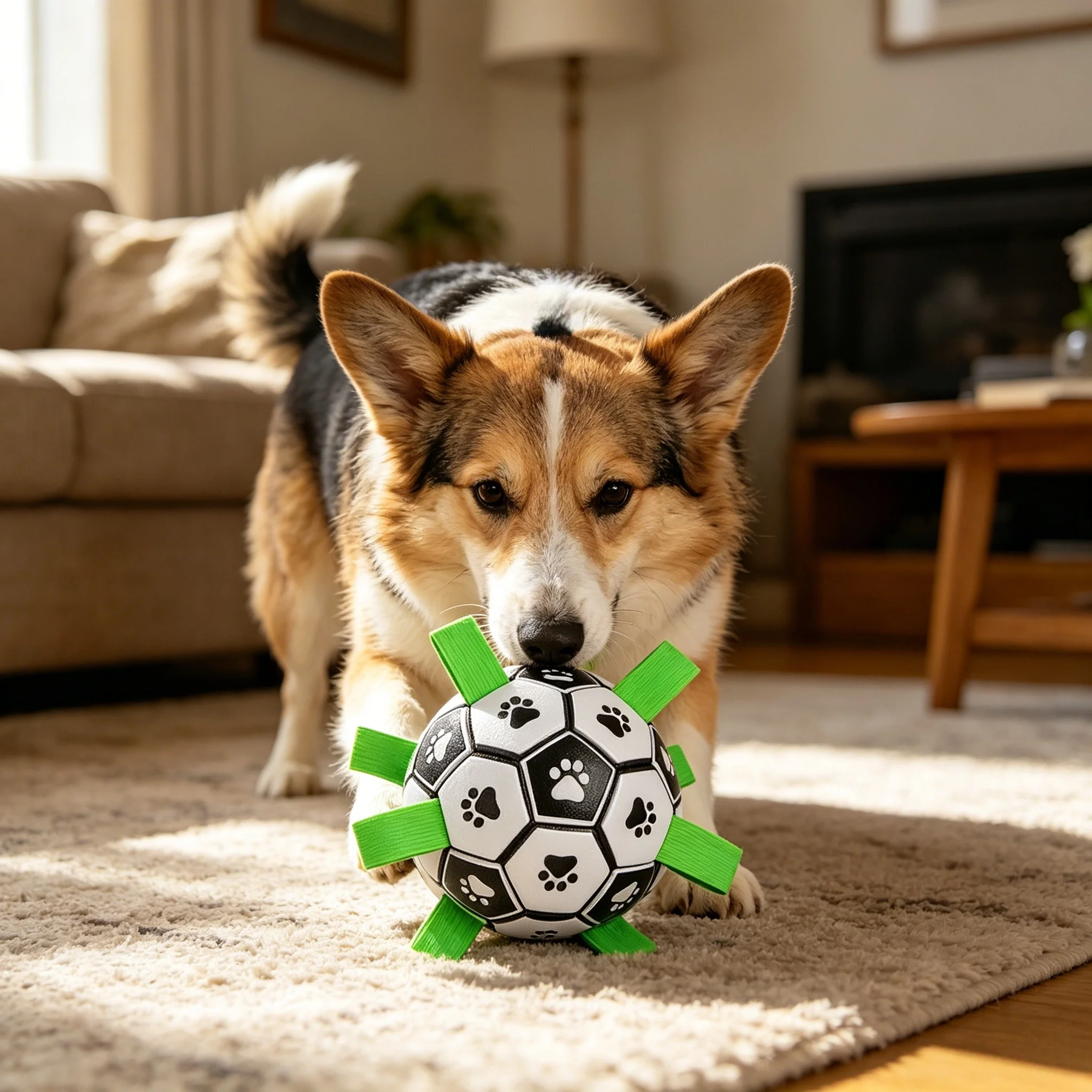 Pelota de fútbol chirriante juguete para perros resistente a mordidas - imagen 3