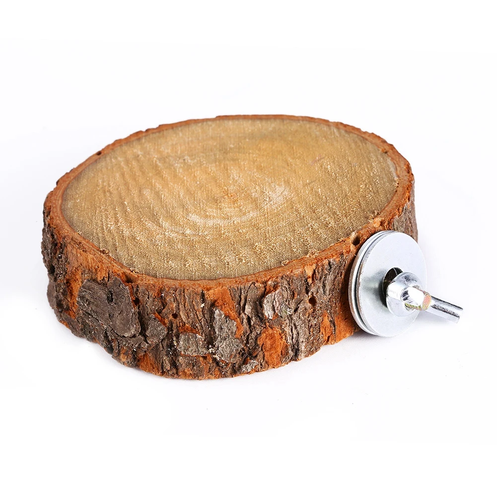 Plataforma para pájaros de madera Natural, juguete para masticar y soporte de percha para cacatúa de loro, juguete colgante de madera sin pulir para accesorios de jaulas para pájaros - imagen 4