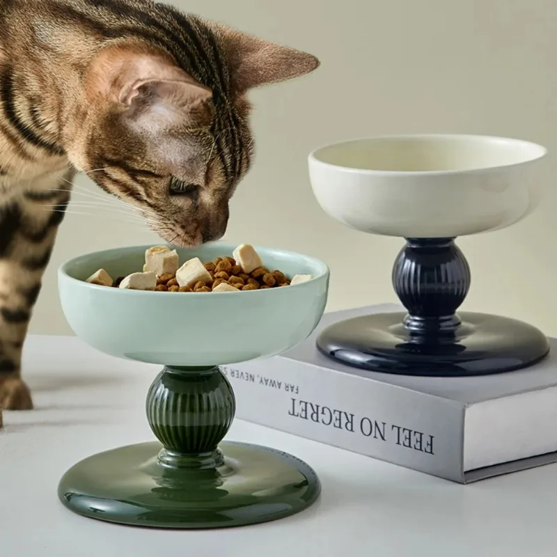 Cuenco de cerámica elevado para perros y gatos, bebedero para mascotas, diseño agradable al cuello, base anti-vuelta, promueve digestión saludable - imagen 2