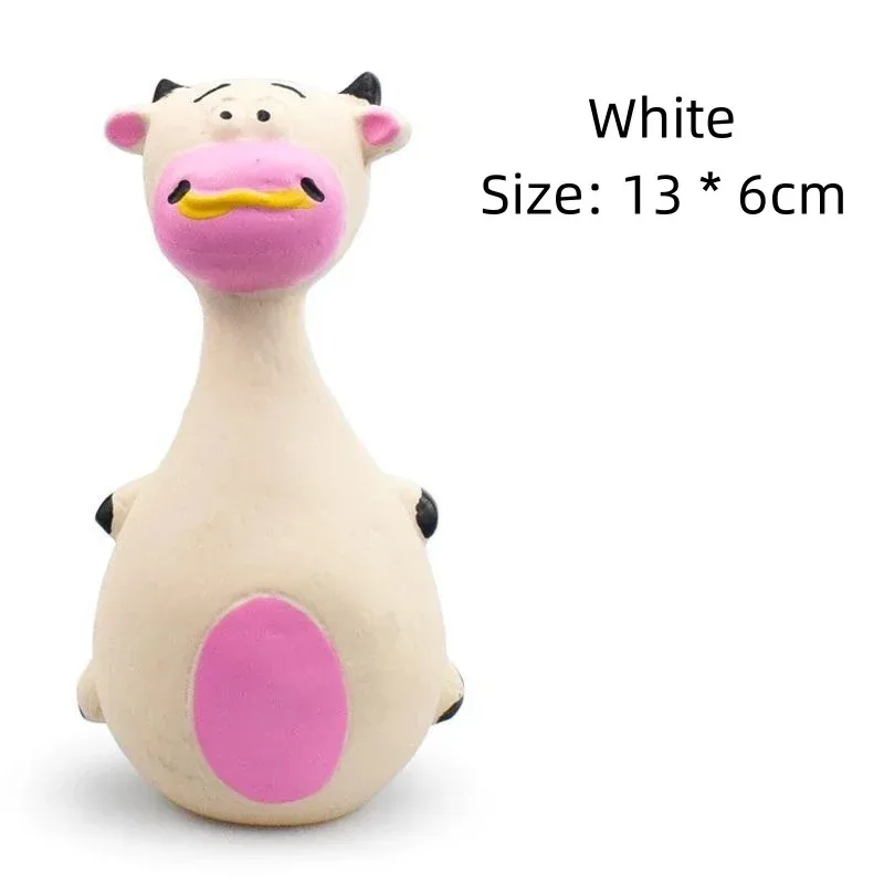 1 Piece Fat Bellied Cartoon Fun Bite Resistant Latex Sound Dog Toy Purple Elephant White Cow Brown Optional Pet Products - imagen 3