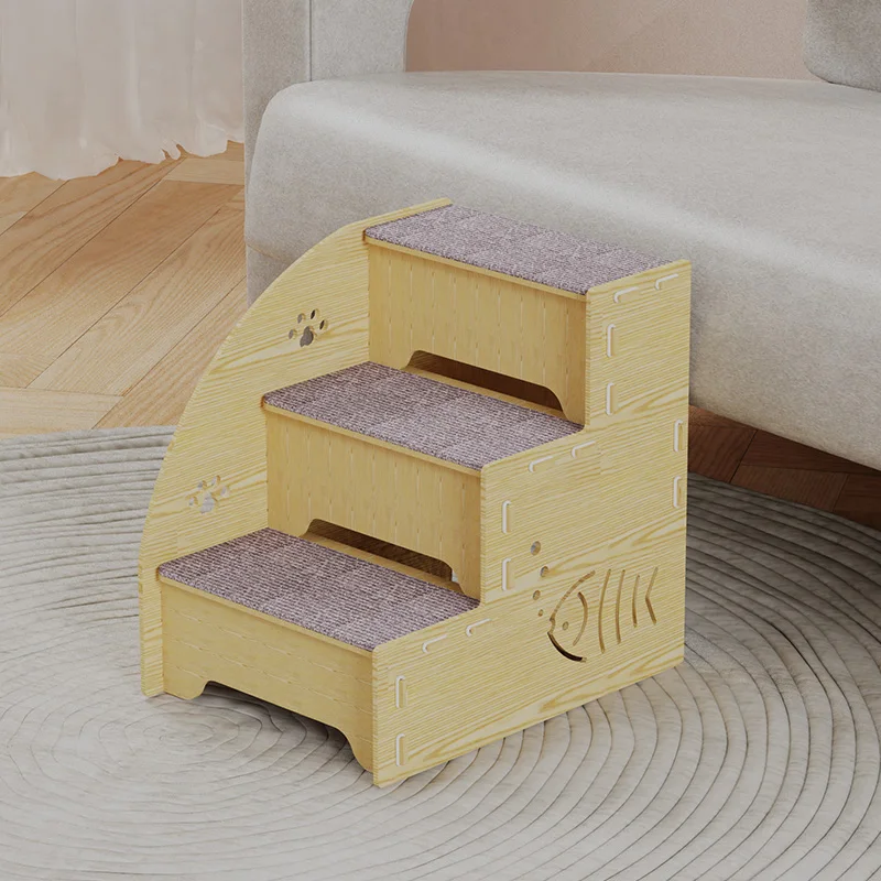 Escalera de escalada para mascotas, cama para perros y gatos mayores, sofá, escalones de madera de peluche - imagen 2