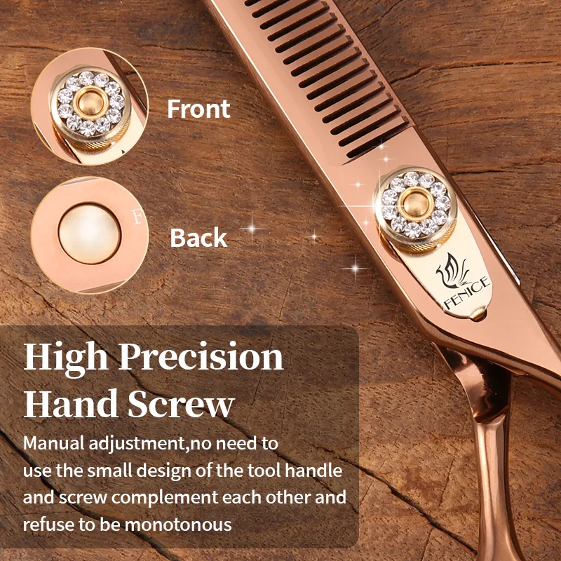 Tijeras de belleza para perros Fenice, tijeras profesionales de 7 pulgadas con dientes dobles para el cuidado de mascotas, tijeras más delgadas, tasa de adelgazamiento de 20-30% - imagen 4