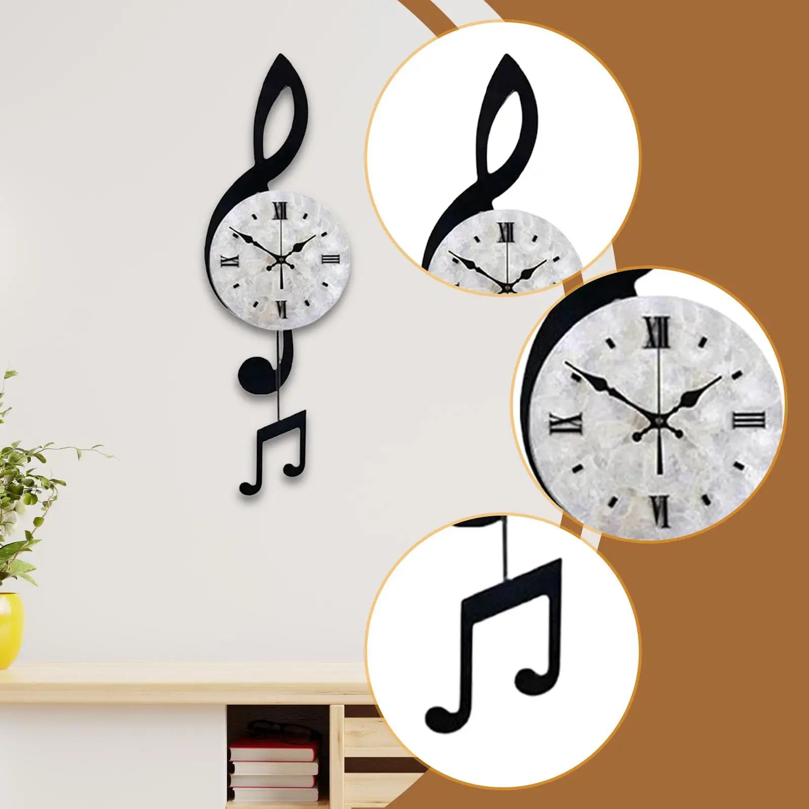Reloj de pared con nota musical, reloj colgante, nota acrílica decorativa moderna, arte para sala de estudio, escuela, guardería, granja - imagen 5
